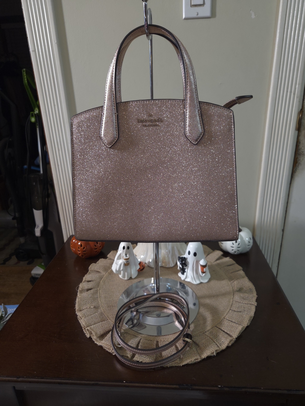 EUC Kate Spade Rose Gold Glitter Satchel Crossbody